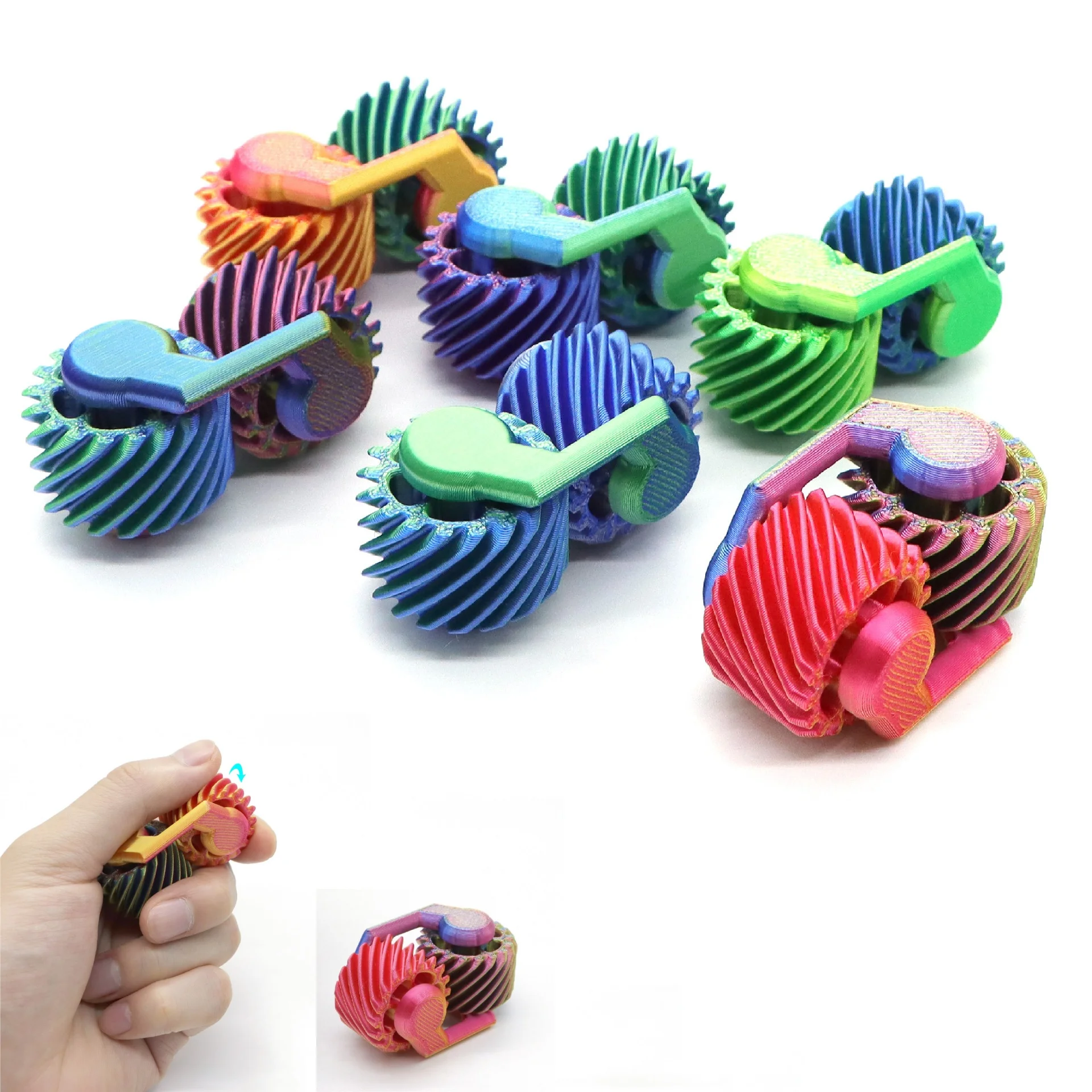 3D-Gedruckter Farbverlauf-Zahnrad-Fidget-Spinner, Sanft Rotierender Taschen-EDC-Stressabbau-Anti-Angst-Fingerspielzeug, Cooles Entspannungsgeschenk für Erwachsene