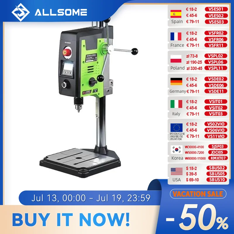 ALLSOME 6-Speed Benchtop Drill Press Drilling Machine