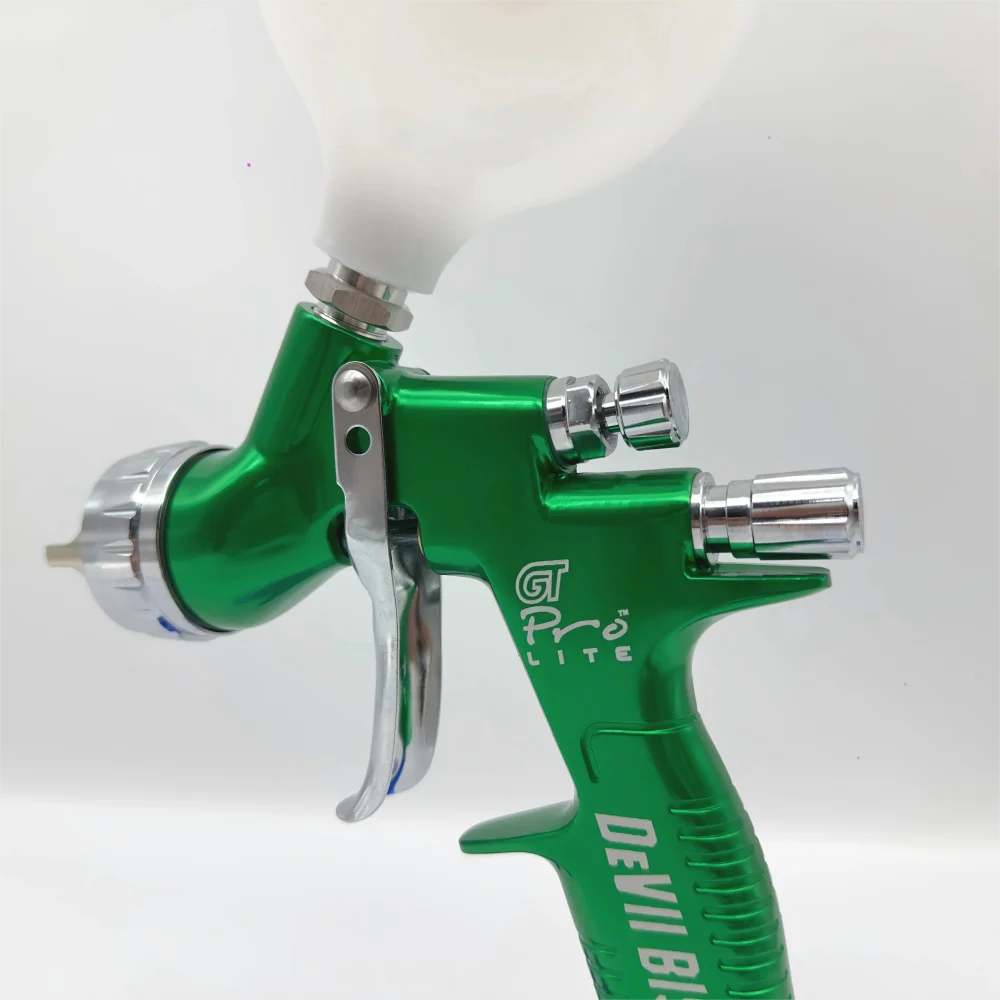 Green Spray Gun GTl Pro Car Paint Spray Gun TE20/T110 1.3mm/1.8mm Nozzle  with Mixed Glass Water-based Air Spray Gun. image 3