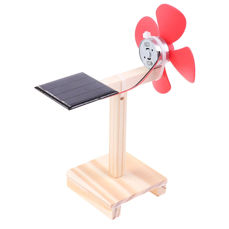 Science Toy Mini Solar Fan DIY Model Kit Wooden Students Physics Educational Toy