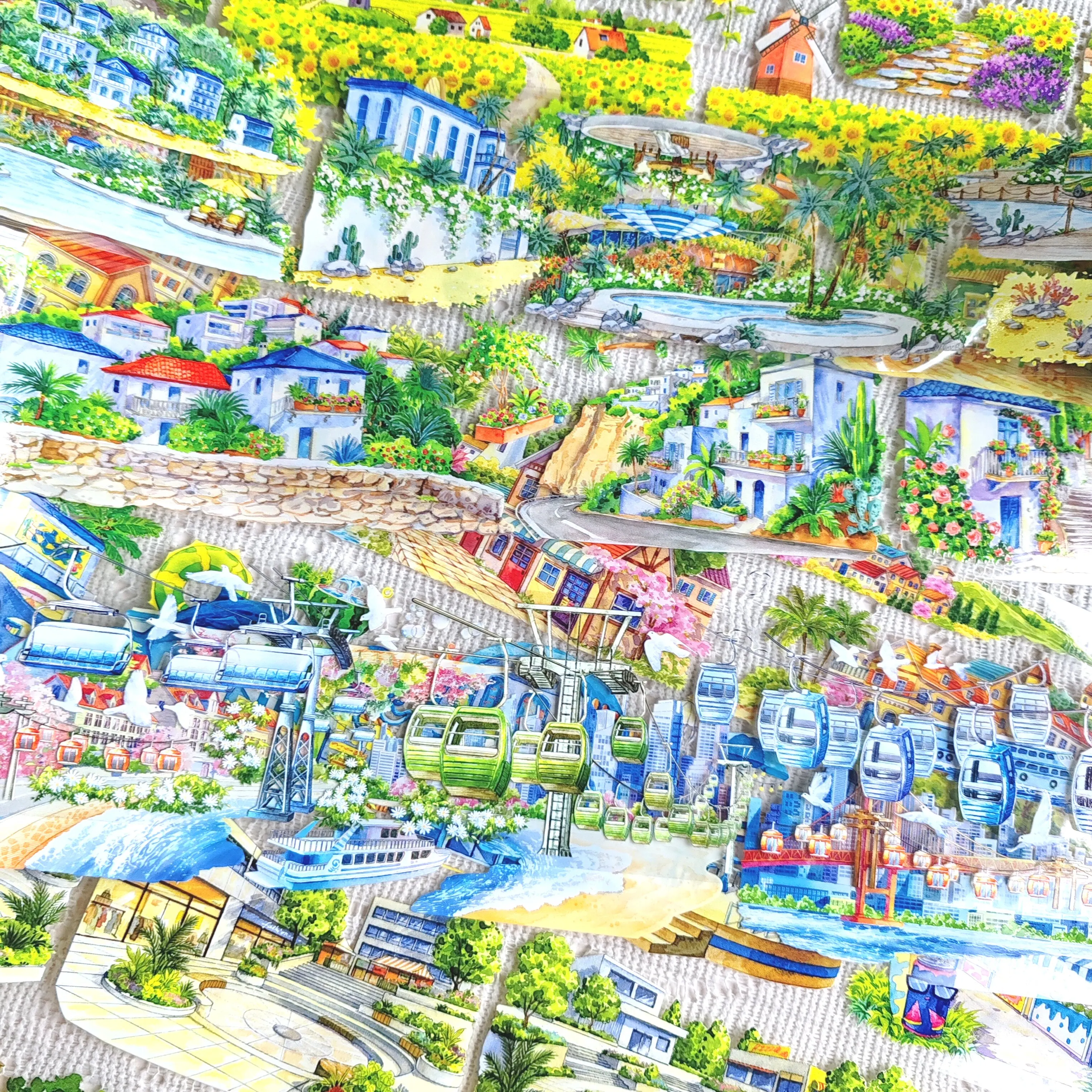 Scenery Washi Tape Sticker Collection Modern Style Sample Summer Garden West Coast Seaside Camping Scrapbooking