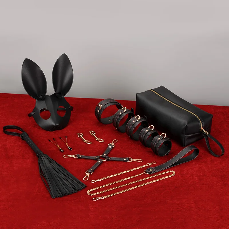 

High End Custom Genuine Leather Fetish Adult Games BDSM Kit For Couples Bondage Set Handcuffs Whip Spanking For Women Couples