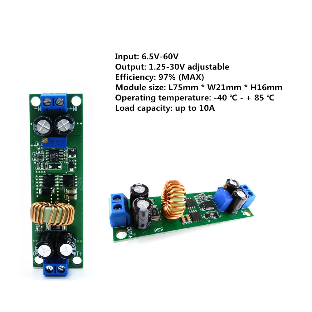 DC-DC 60V Synchronous Rectification Adjustable Step-Down Module Adjustable 10A Regulator Buck Converter Expansion Board Module