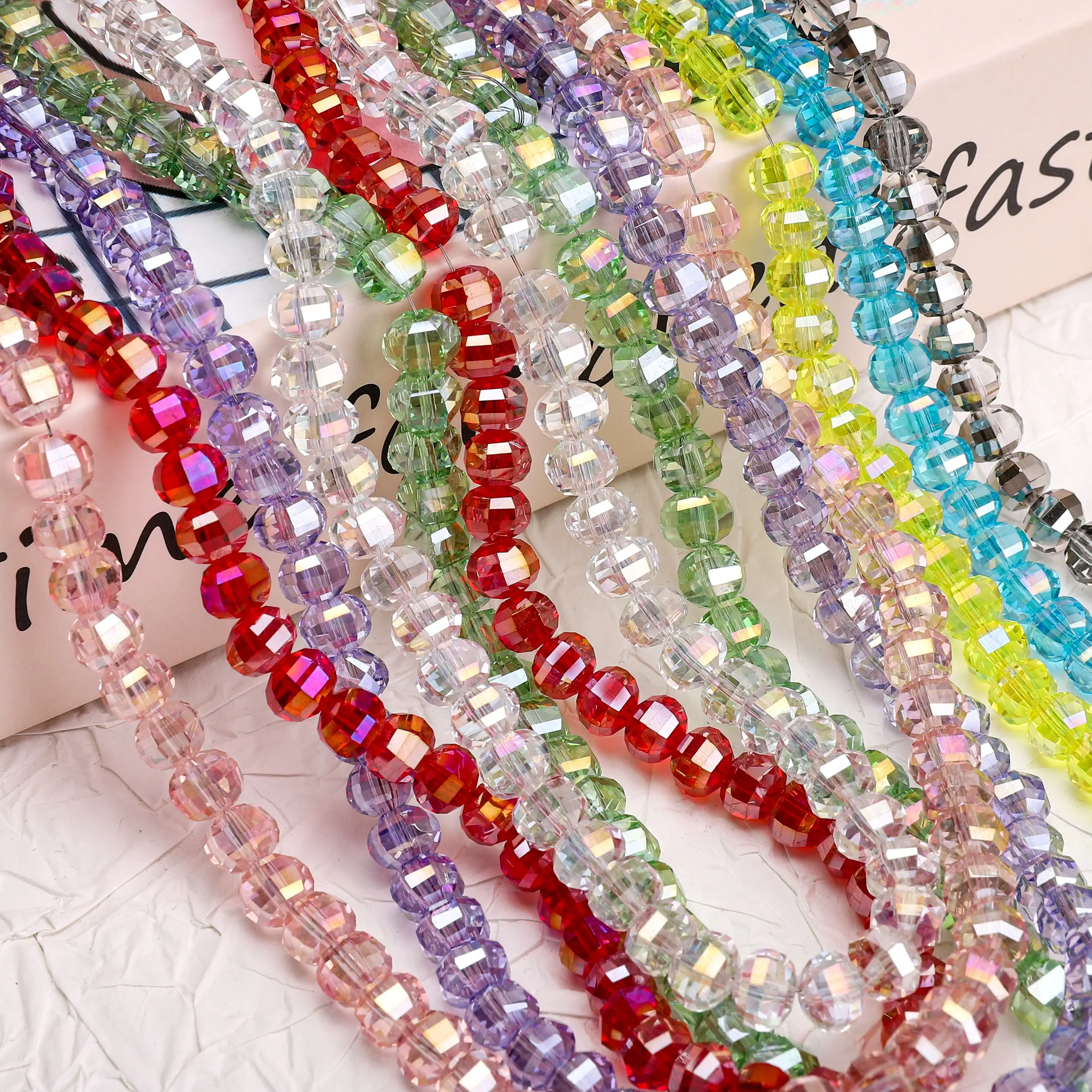 10/30Pcs/bag 8*6mm Colorful Glass Coated Crystal Watermelon Beads For Making Bracelets Anti Lost Chains DIY Jewelry Accessories