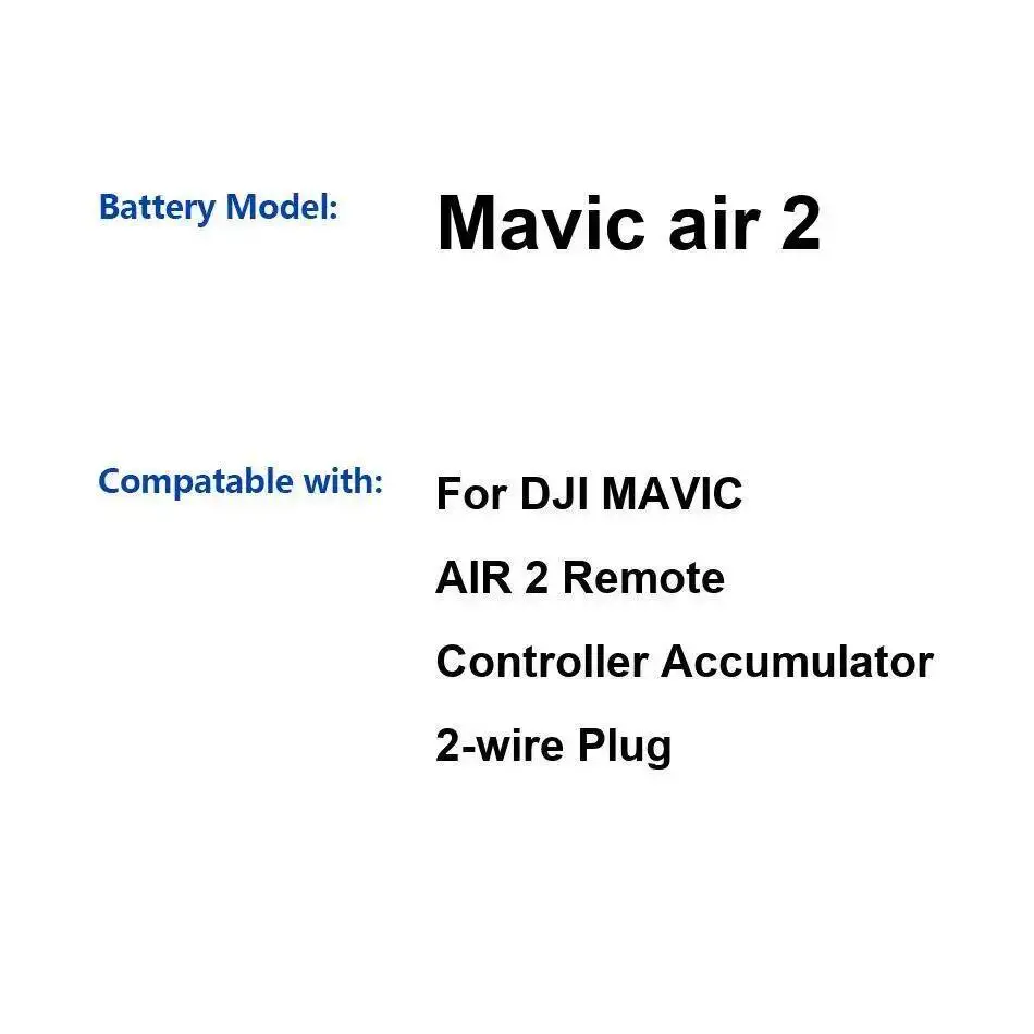 

2600Mah Reliable Replacement High Compatibility For Dji Mavic Air 2 Remote Controller Accumulator 2-Wire Plug Drone Battery