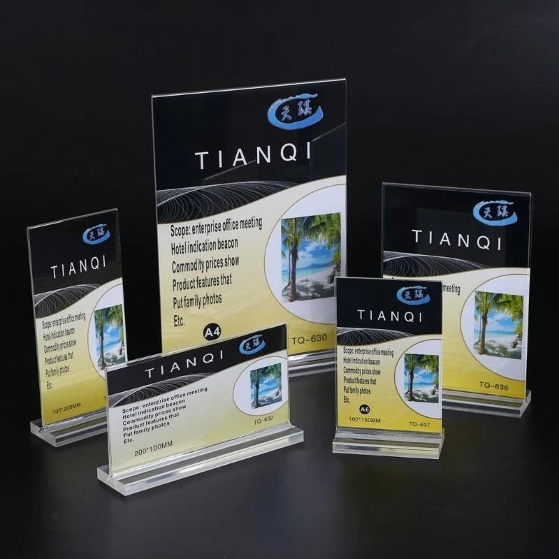 W89C 5 PCS Acrílico Suporte placas Tabletop Stand Stand Soldador sinal desktop forma T