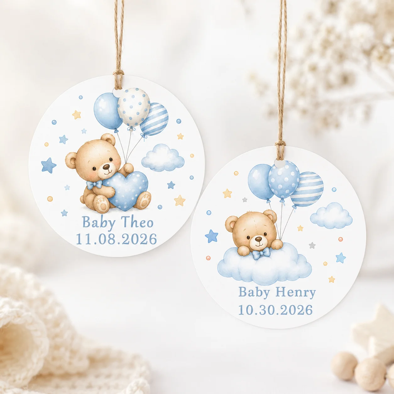 Customized Baptism Tags, Includes 10m Strings, Baptism Labels, Holiday Gift Tags, Birthday Tags/Party Tags, Custom Sweet and Happy Birthday Tags, Suitable for Birthdays, Baptism Parties, Name Tags, Party Decoration Supplies, Price Tags, Suitable for Stores, Gift Packaging, Gifts for Daughters and Sons