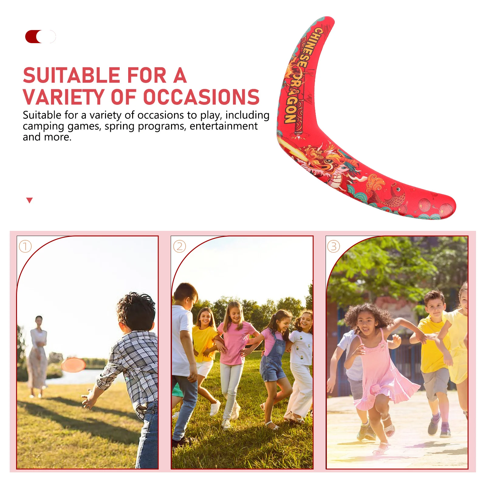 Boomerang Buitensporten Vliegend speelgoed Kleurrijke boemerangs Draagbaar schijfplezier