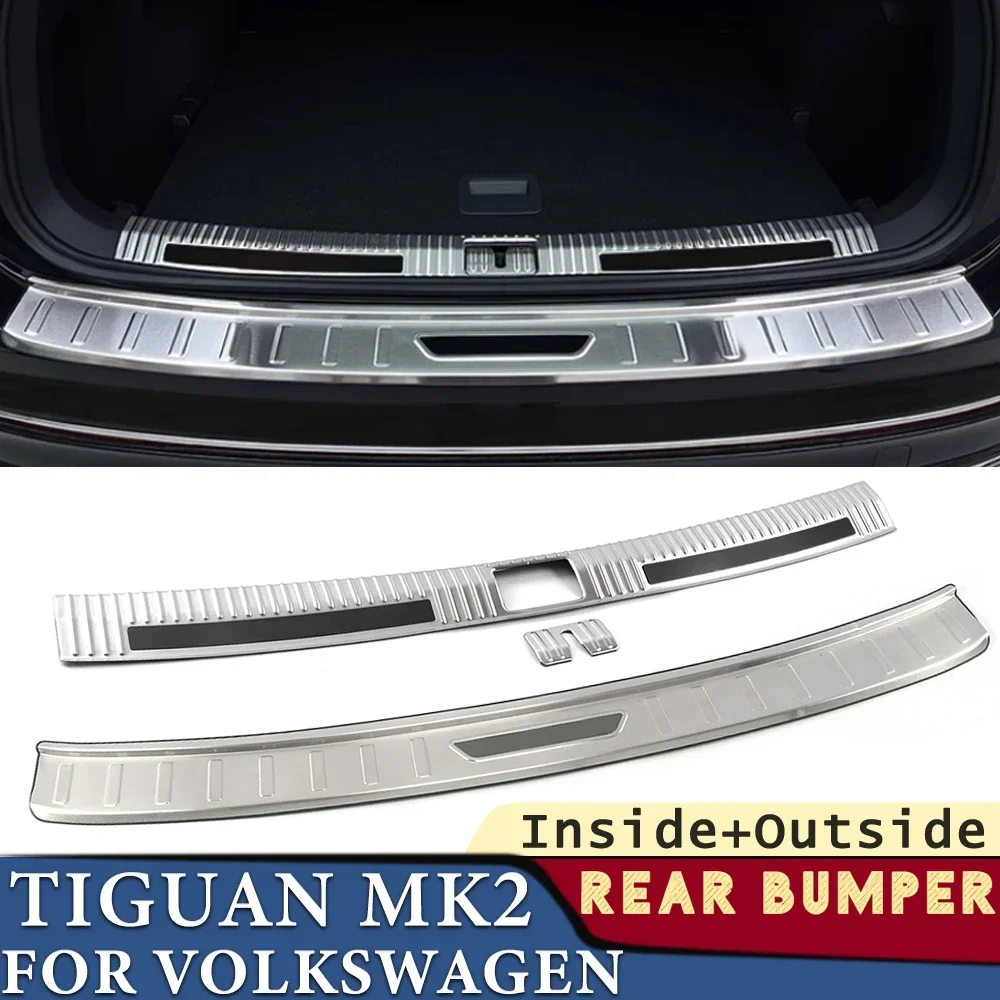 

Trunk Bumper for Volkswagen Tiguan MK2 2017-2023 Car Accessories Stainless Rear Fender Protector Sill Cover Sticker Decoration