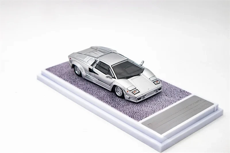 1:64 Countach LP 5000 QV Yellow / Countach 25TH Anniversario GRIGIO ESTOQUE Silver Diecast Model Car