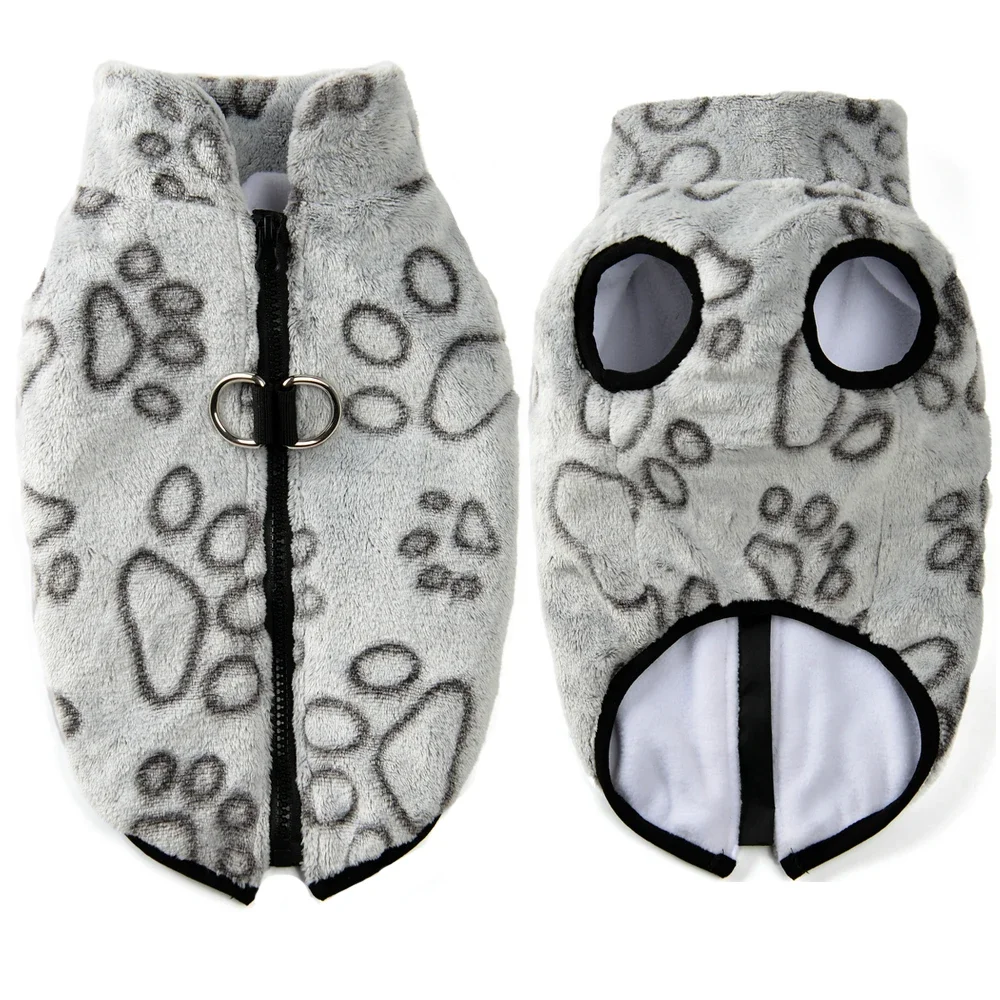 لينة الحيوانات الأليفة سترة لفصل الشتاء الدافئة الصوف معطف الكلب للكلاب الصغيرة المتوسطة لطيف باو طباعة الحيوانات الأليفة سترة ل البلدغ بيغل الصلصال وتتسابق #1