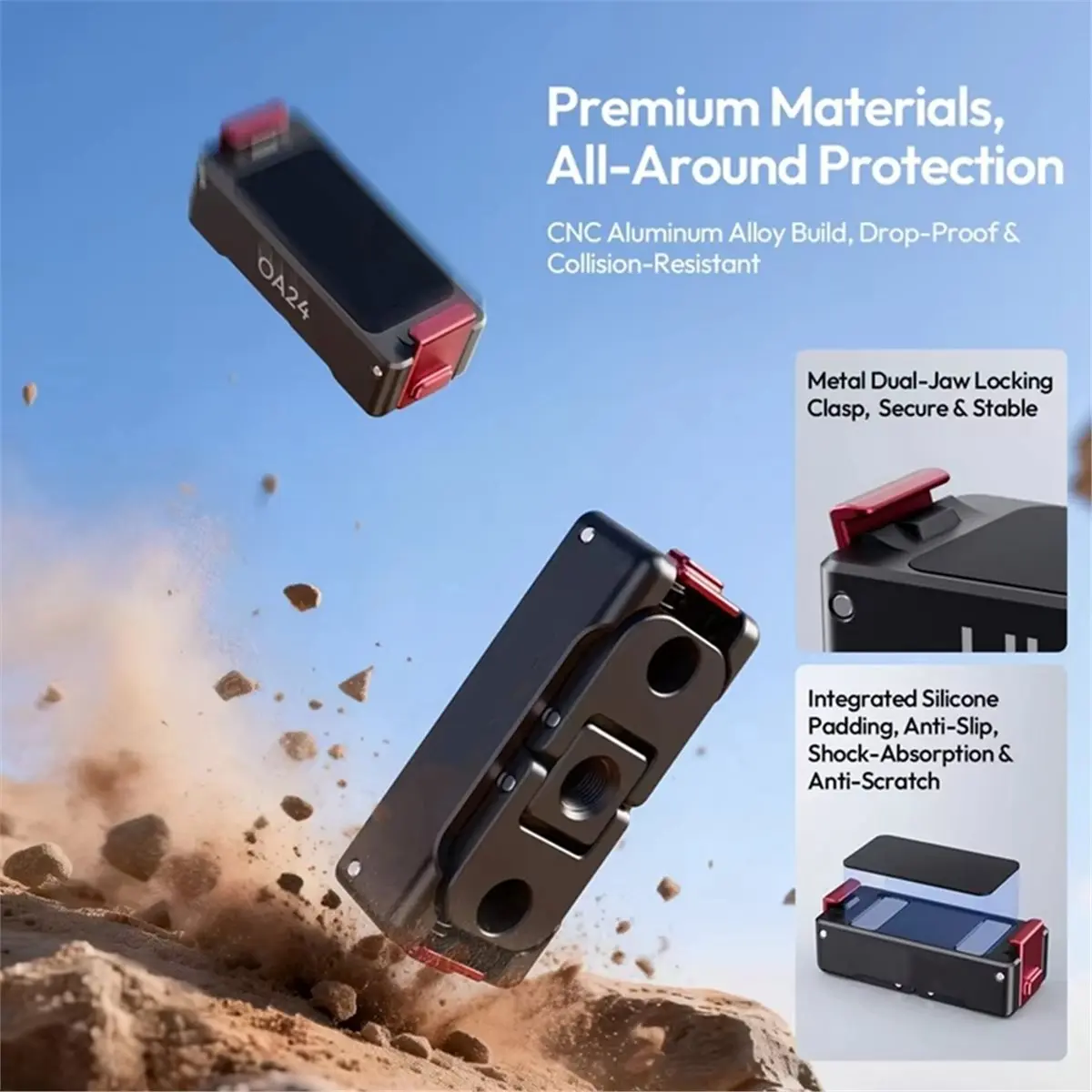 Quick Release Adapter for Action 6/Nano Dual-Sided Magnetic Mount with Dual-Claw Interface & 1/4
