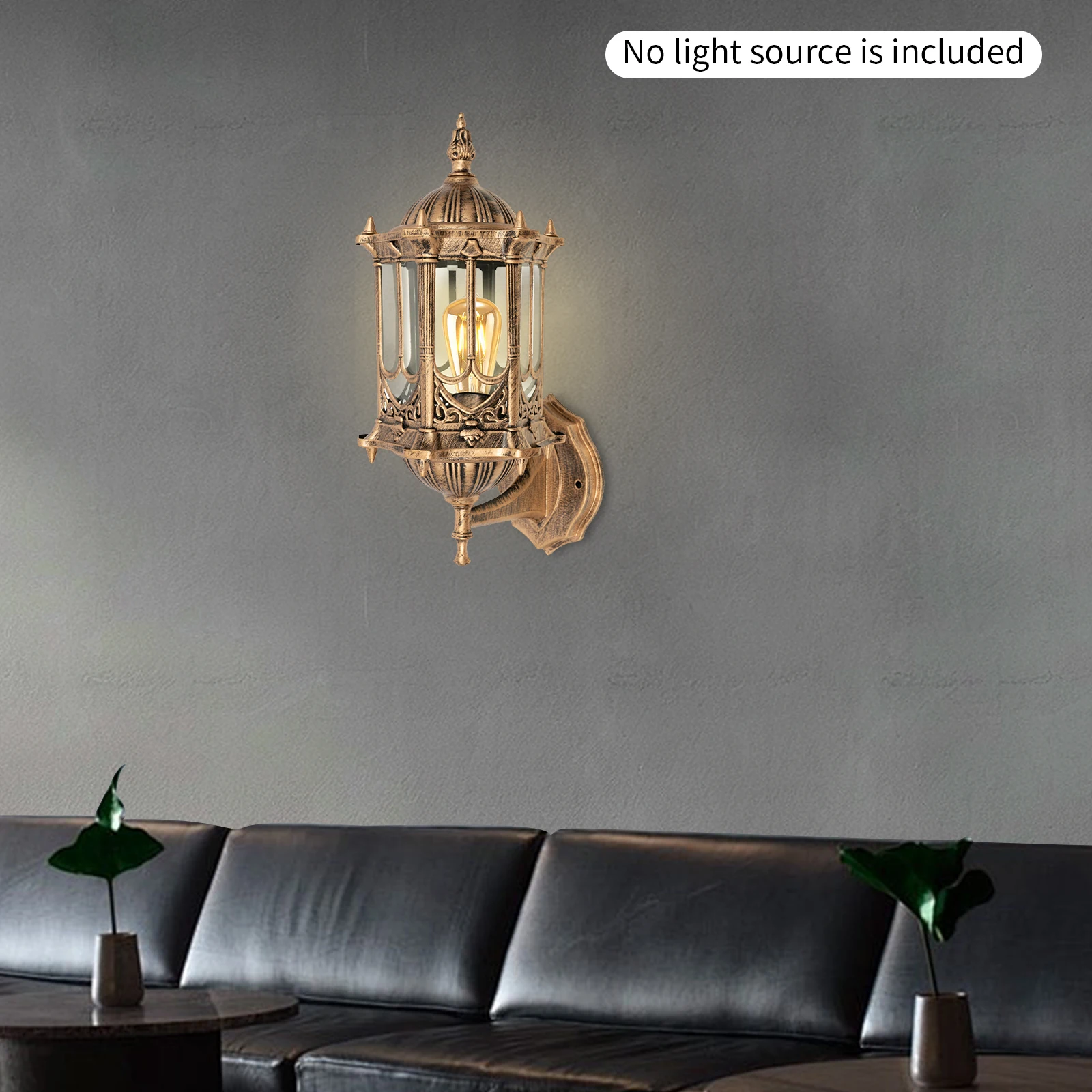 

E27 Vintage Retro Wall Lamp Exterior Wall Mount Light Fixture, Antique Brass Lanterns Glass Sconce for Indoor Outdoor Garden
