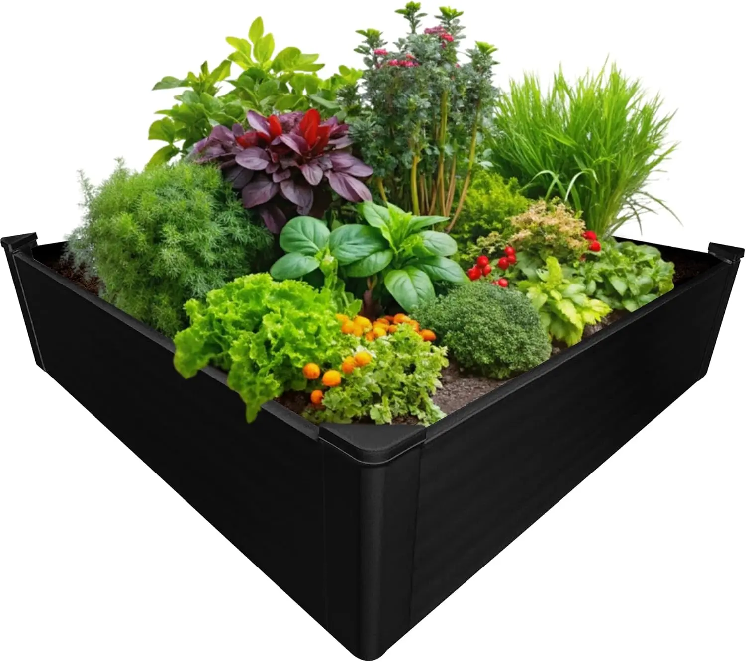 

Raised Garden Bed - 4x4 ft Planter Box - Black HDPE - No Tools Needed - DIY Kit for Urban Gardening, Flowers, Herbs & Vegetables