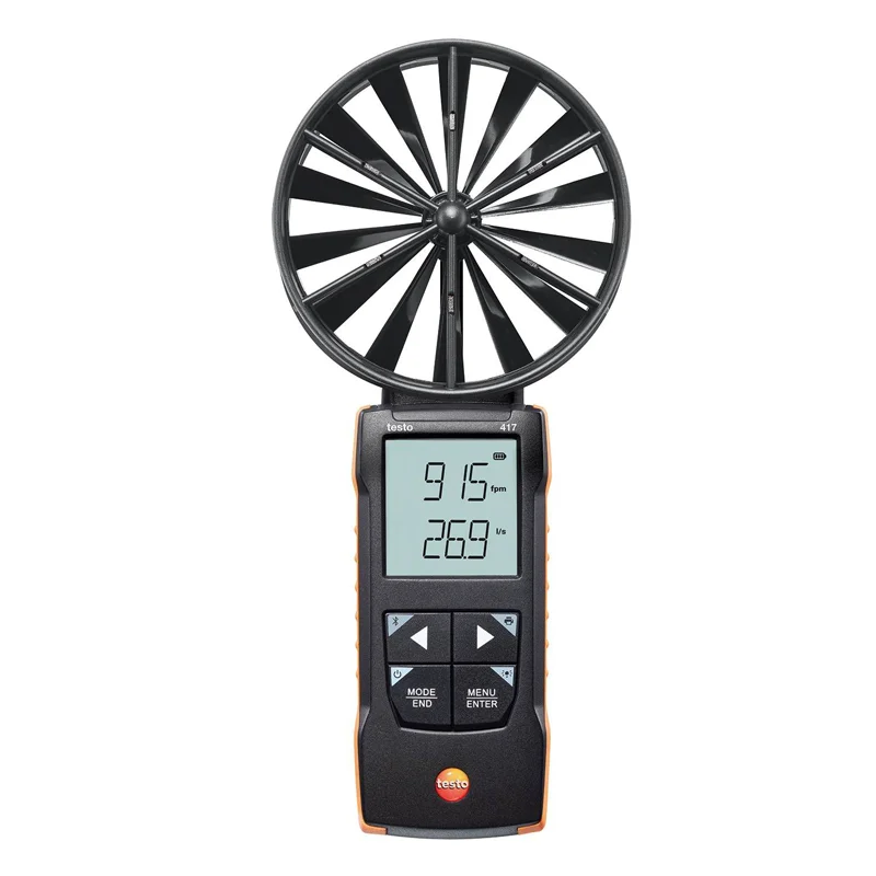 Testo 417 KIT 2 Digital 100 Mm Vane Anemometer App Connection  With Measuring Funnels And Flow Straightener 0563 2417