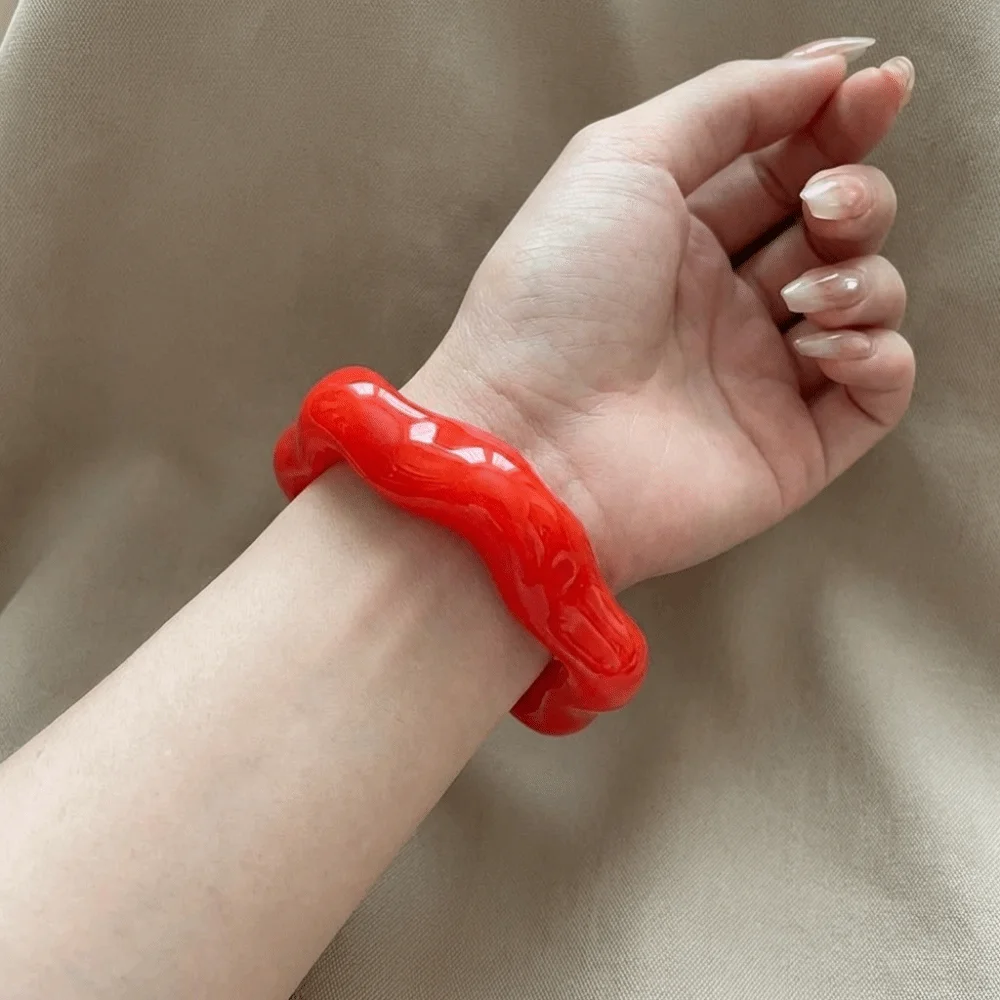 

Fashion Europe American Style Wide Open Bangle Boho Irregular Resin Bangle Acrylic Multicolor C Shape Cuff Bangles Girls