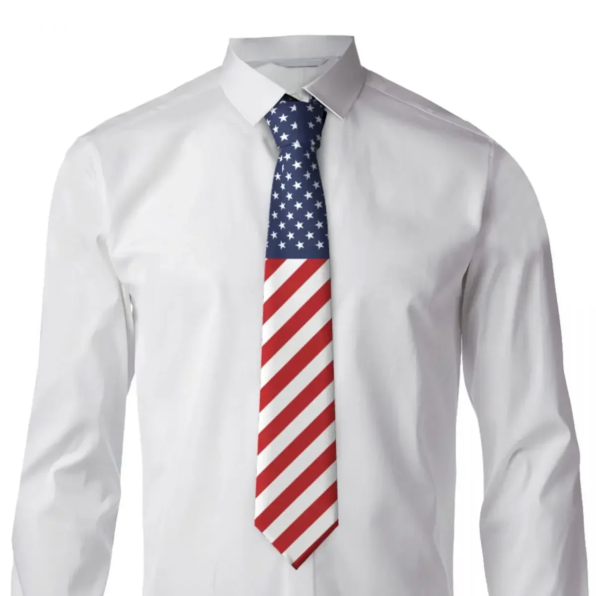 

Flag Of United States USA Tie Emblem Cute Funny Neck Ties For Male Leisure Great Quality Collar Tie Custom Necktie Accessories