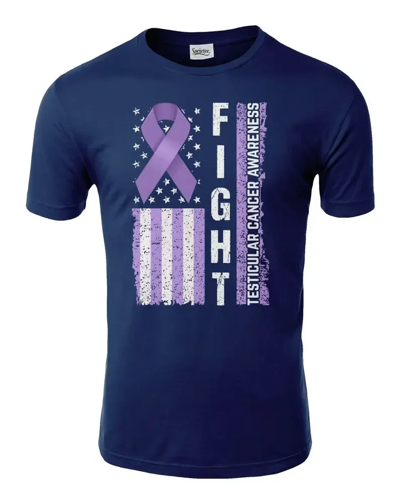 Fight Disease Testicular Cancer Awareness USA Flag Ribbon Unisex Tee Tshirt