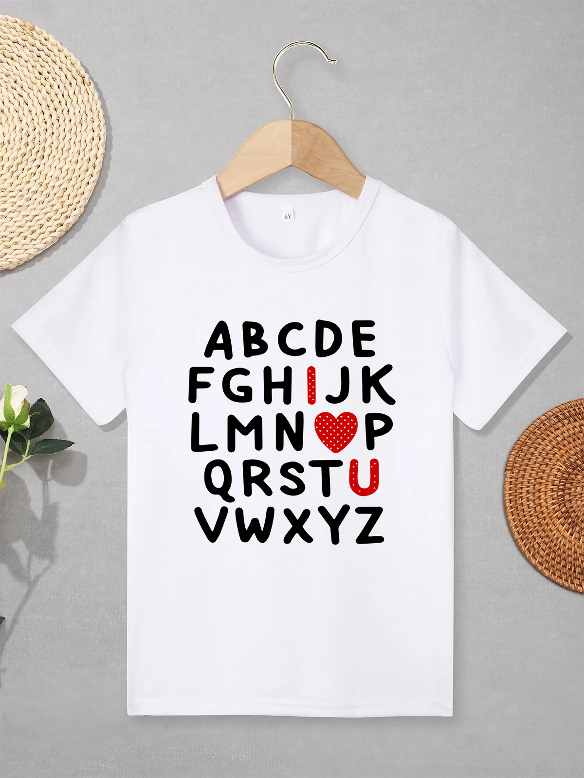 I Love You Creative Children Clothes 26 Letter Pattern Fashion Boys and Girls T-shirts Short Sleeve Home Casual Tops Wholesale