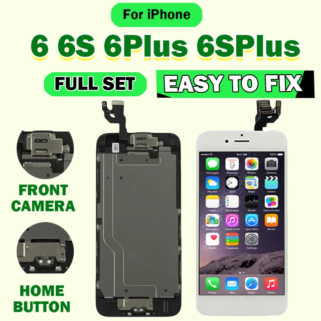 AAA LCD do iPhone 6 6S Plus 6P 6SP Wyświetlacz Pełny zestaw montażowy Zestaw zamienny Kompletny z przyciskiem Home Przednia kamera Głośnik douszny