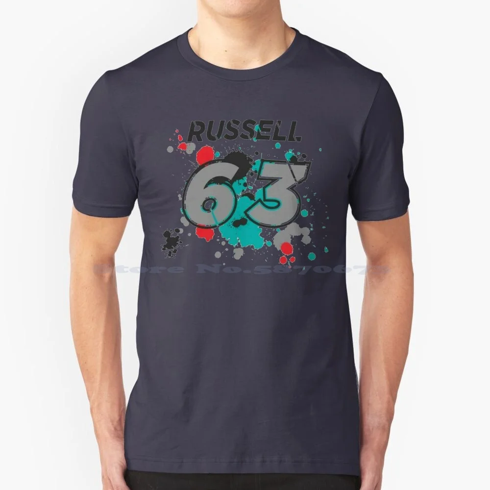 White Version Rusel T Shirt 100% Cotton Tee George Russell Cars George Russell George Russel Graphic George Russell George