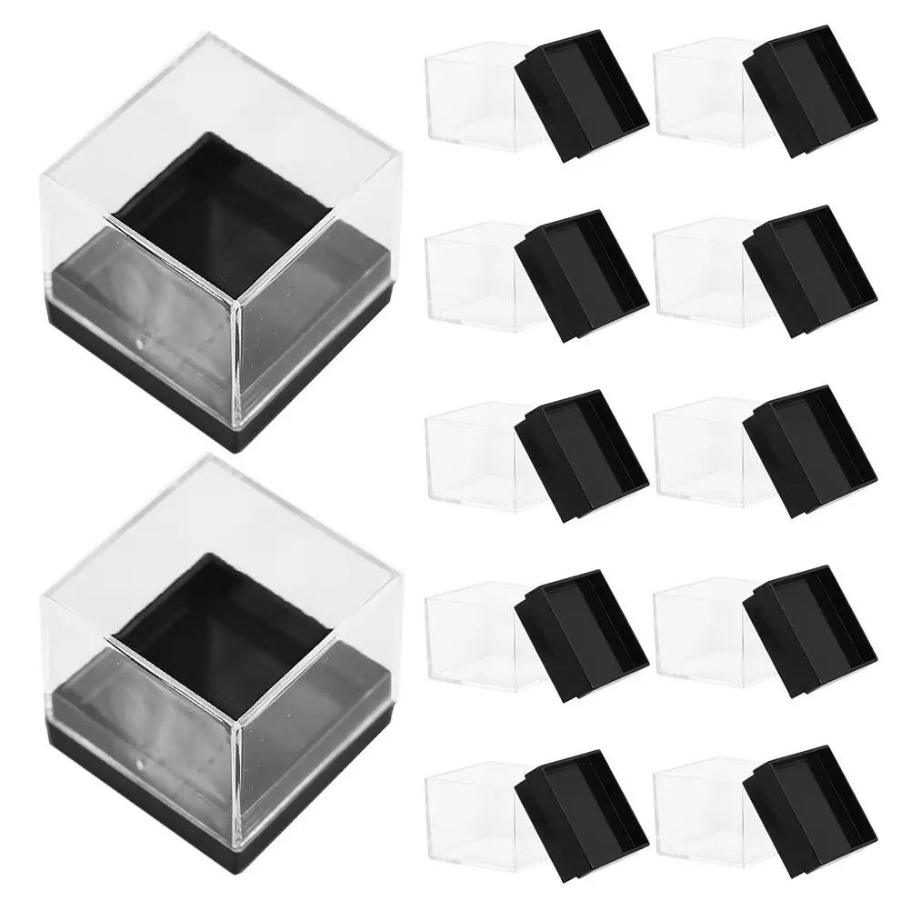 12 Pcs Transparent Plastic Mineral Specimen Box Square Storage Container Protective Holder Raw Stone Display Case Specimen