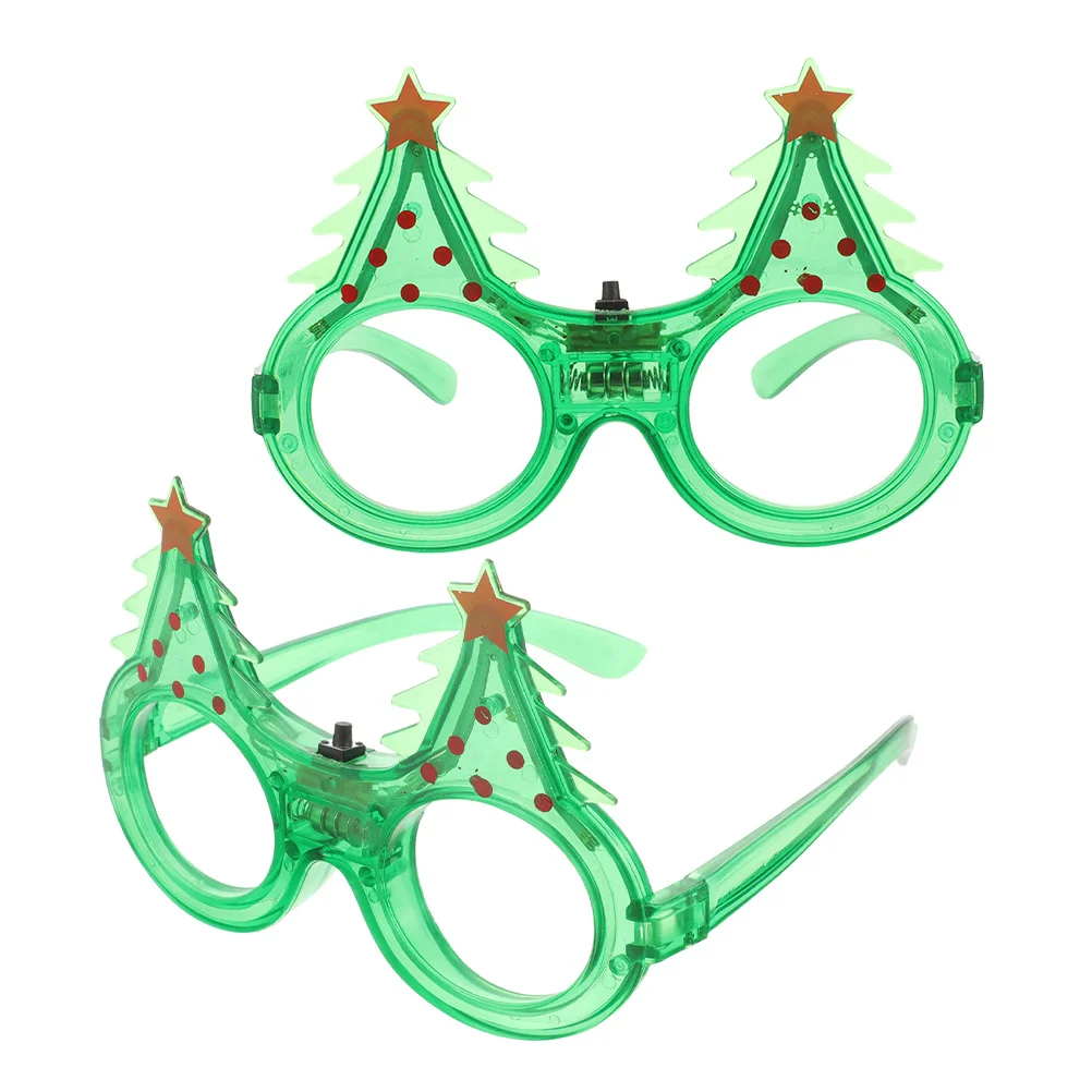 قطعتان من نظارات عيد الميلاد المضاءة المتوهجة للحفلات المفضلة لديكورات مناسبات العطلات وتصميم شجرة وامضة دعائم ممتعة للبالغين