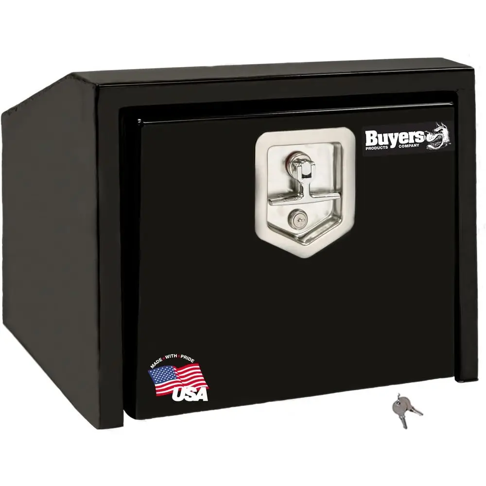 1703355 Steel Slanted Back Underbody Truck Box, 14/10.5 x 12 x 30 Inches, Lockable, Storage Organizer, Made in USA, Black