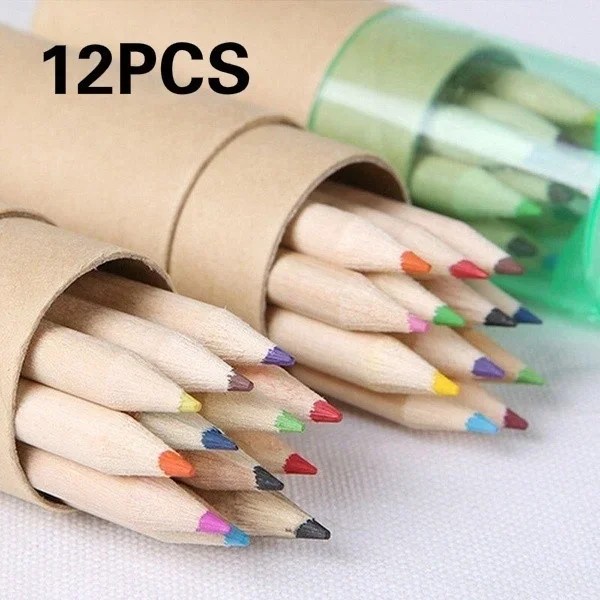 12 Pcs/ Box Wooden Writing Colored Pencils Colors Sharpener Child Gift Color Pencil Set School Students Art Supplies