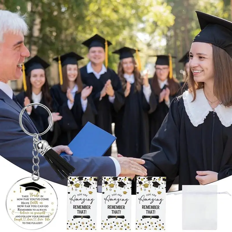 2024 영감의 술이 달린 졸업 열쇠고리, 대학생용 카드가 달린 졸업 열쇠 고리