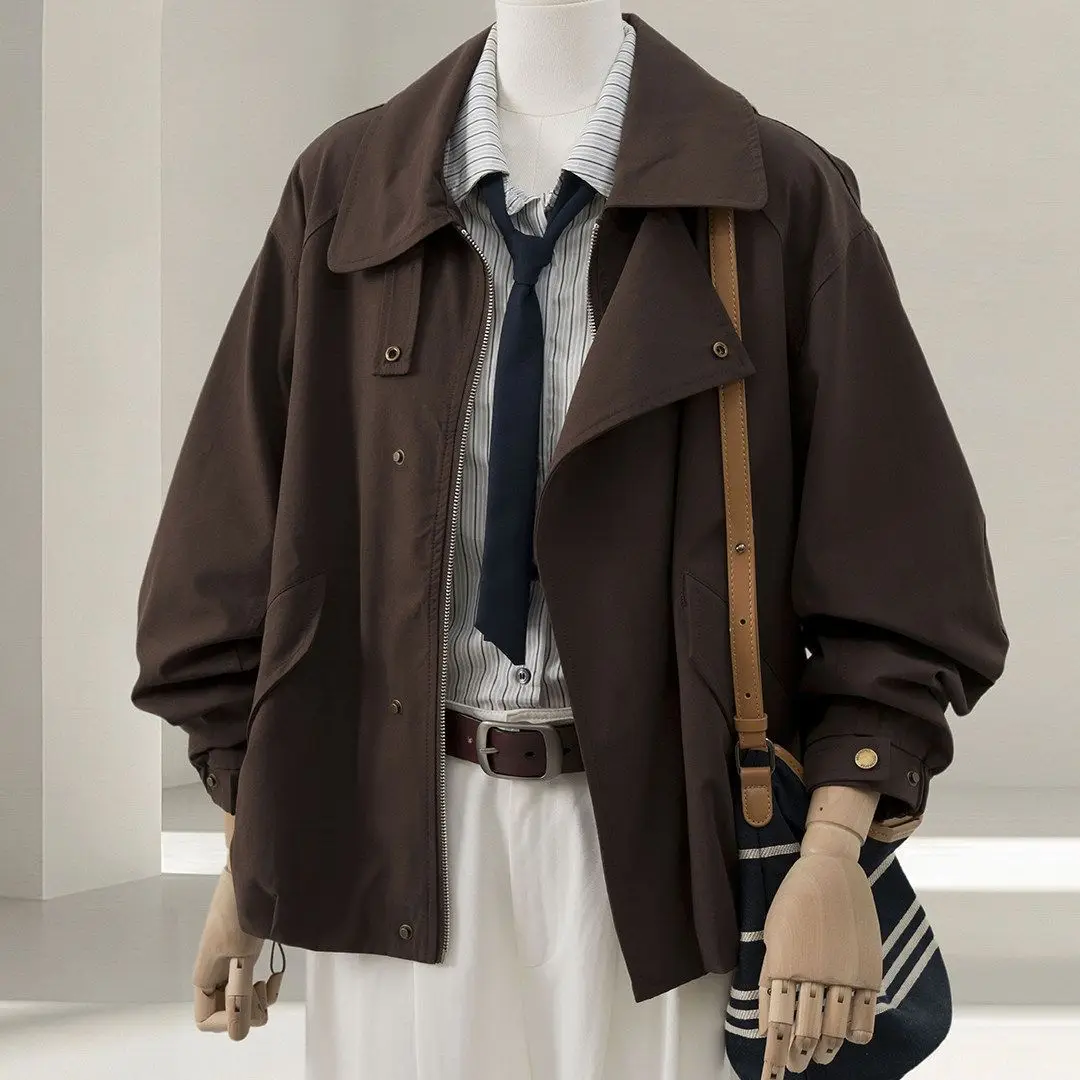 2027 Spring Autumn New Loose Coat Short Ladies Fried Street Cool Windbreaker Jacket Women's Outwear Temperament Casual Overcoat