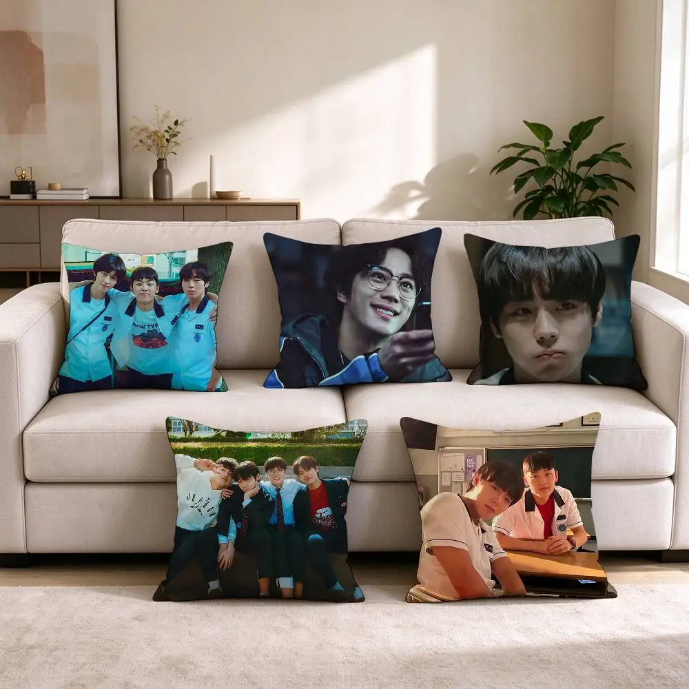 W-Weak Hero Korean Webtoon  Square Double-Sided printed Pillow Case Bedroom Bedside Pillow Sofa Cushion Cover