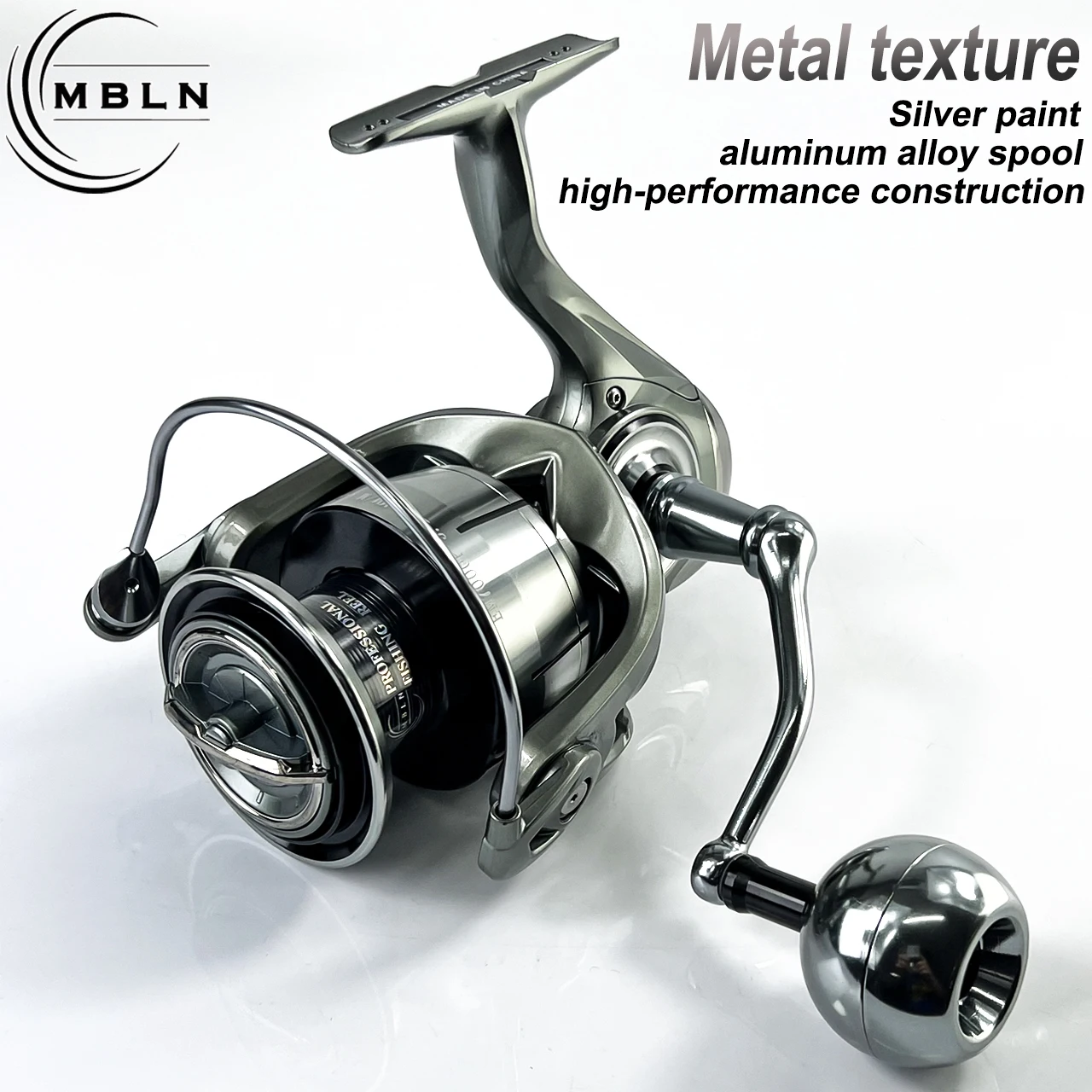 1 STÜCK MBLN Metall-Langguss-Spinnrolle, Vollmetallgehäuse, Aluminiumspule, symmetrischer Metallrotor, Metallgriffknopf – Detail 1