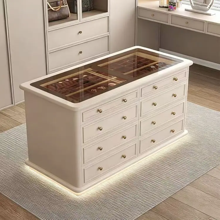 French light luxury household cream style storage cabinet double-sided display chest cabinet cloakroom middle island cabinet jew