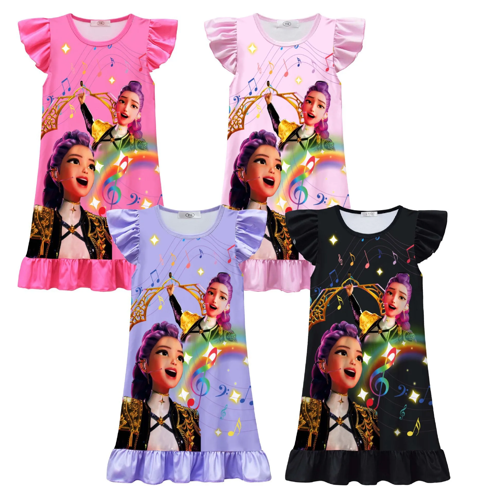 

Kpop охотники на демонов, ночные рубашки принцессы для девочек, детское платье Rumi Mira Zoey, одежда для сна для девочек, детские повседневные домашние пижамы, одежда