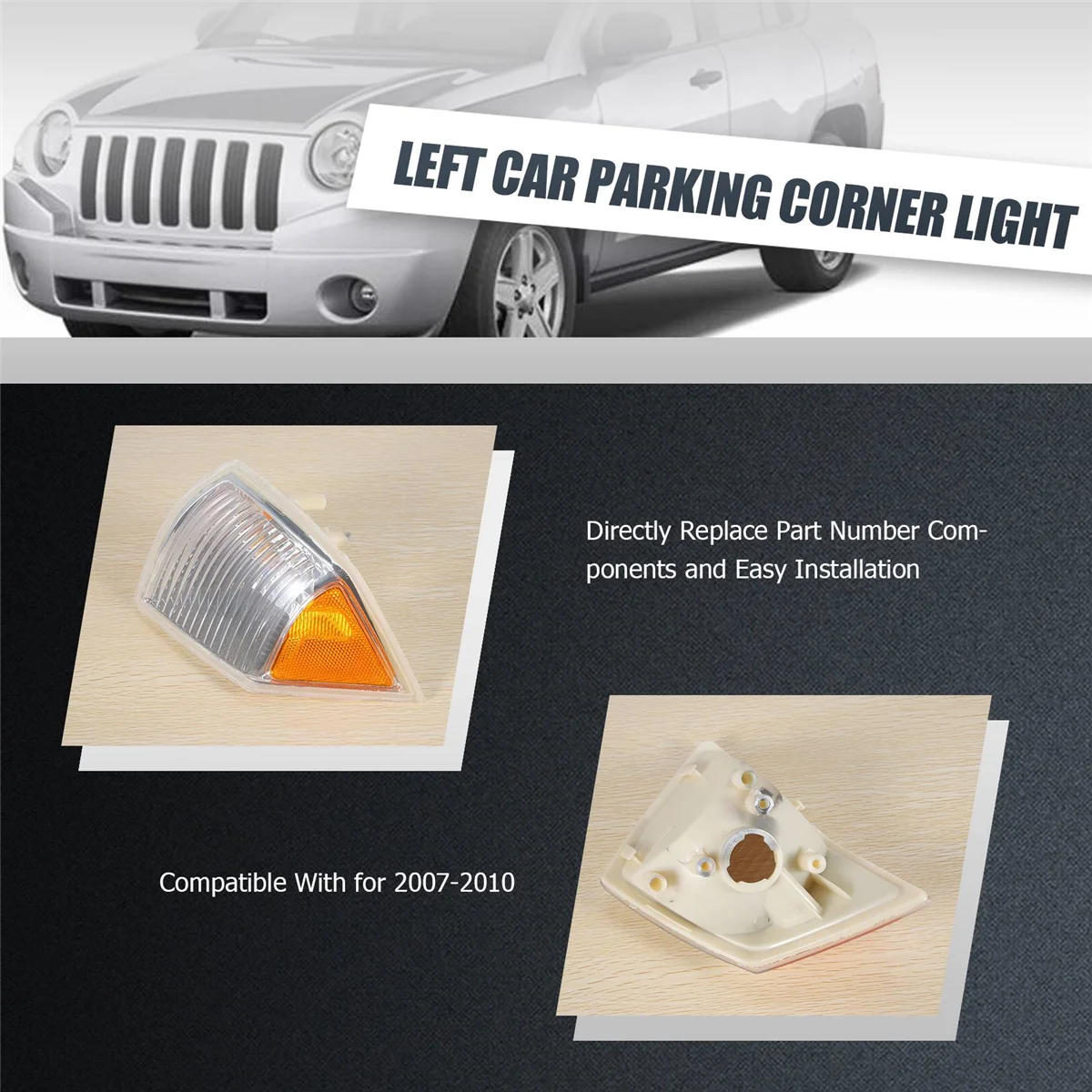 For Jeep Comp  2007-2010 Car Parking Light Turn Signal Corner Light Housing Left