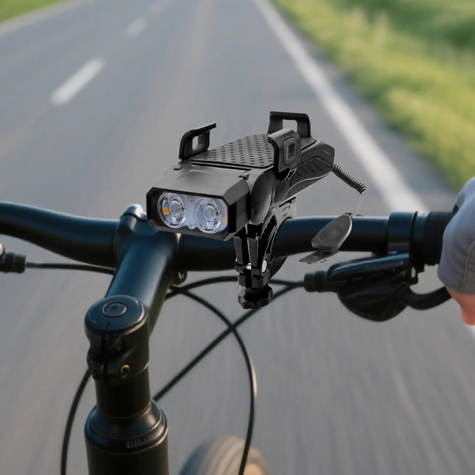 Phone Mount For Bike Shockproof Bike Front Light Phone Bracket High-brightness Riding LED Headlight For Outdoor Travel Camping