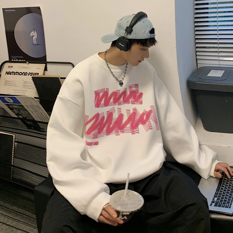 

Doodle Print Hoodie American Heavyweight Small Collar Base Shirt Men's Autumn Oversize Cool High-End Feelings Jacket