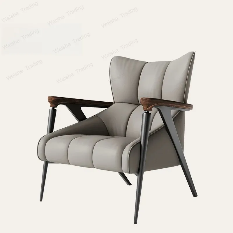 

Single sofa chair villa high-end leather leisure chair whole house with light luxury tiger chair