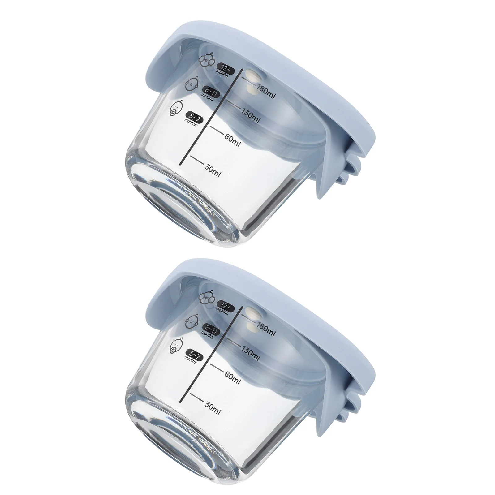 2 قطعة وعاء طعام تكميلي للأطفال حاويات زجاجية 6 أونصة 180 مللي فريزر مانع للتسرب صديق للتكديس أطباق مستديرة للرضع