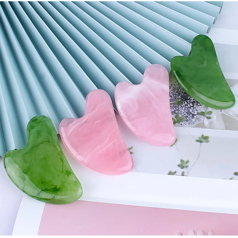 Natural Resin Gua Sha Massage Board Rose Quartz Guasha Plate Face Massager Scrapers Tools For Face Neck Back Body