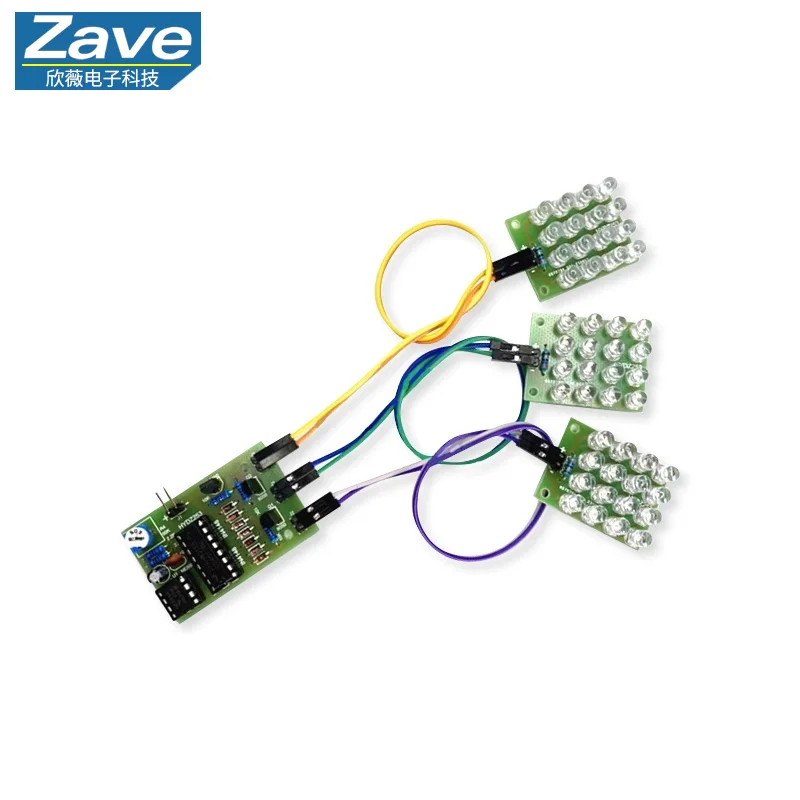 CD4017 + NE555 Three-Color Strobe Light Red-White-Blue LED Alarm Light Warning Production Kit