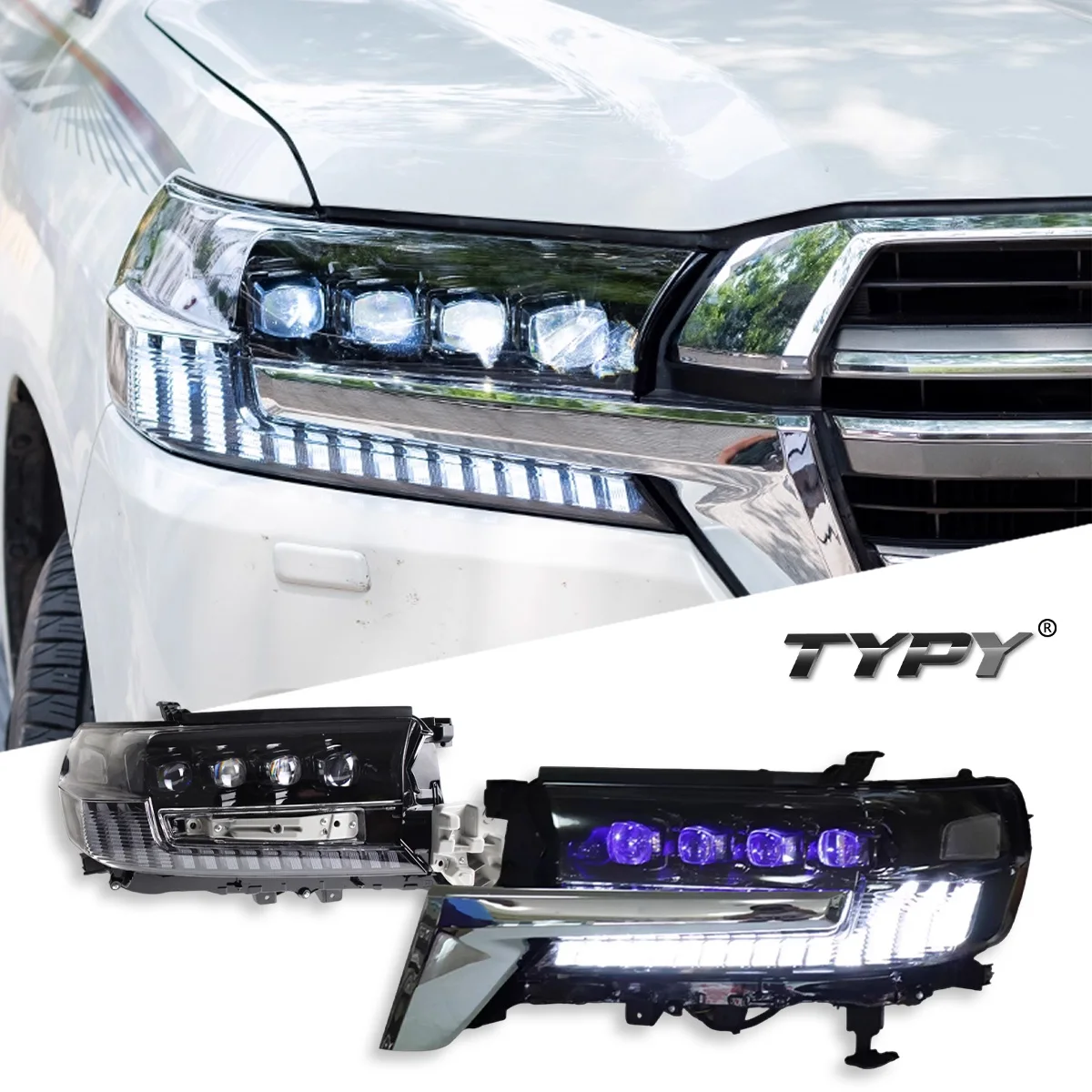 

TYPY Car For Toyoto Land Cruiser2016-2020Headlight Upgrade Modified to New DRL Dynamic Turn Signal LED Headlight AutoAccessories