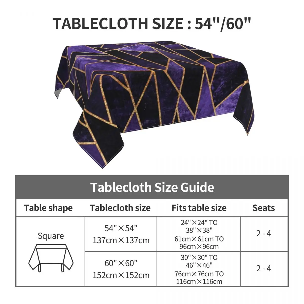 Tablecloth Abstract Geometric Table Cloth Shattered Amethyst Retro Tablecloths Table Cover Events Dining Tables Table Decoration