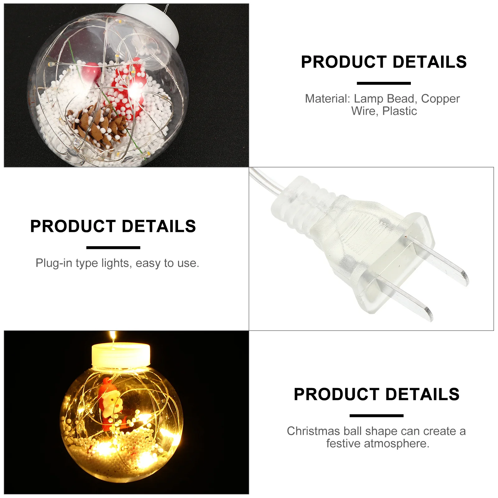 

1Pcs Christmas String Lights LED Decorative Xmas Hanging Ball Lights Plug-in Power Indoor Outdoor Warm Atmosphere Lighting