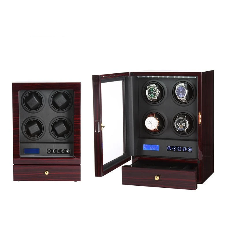 Watch storage box, watch shaker, rotating winding watch shaker, 4-position watch shaker, watch box with drawer.