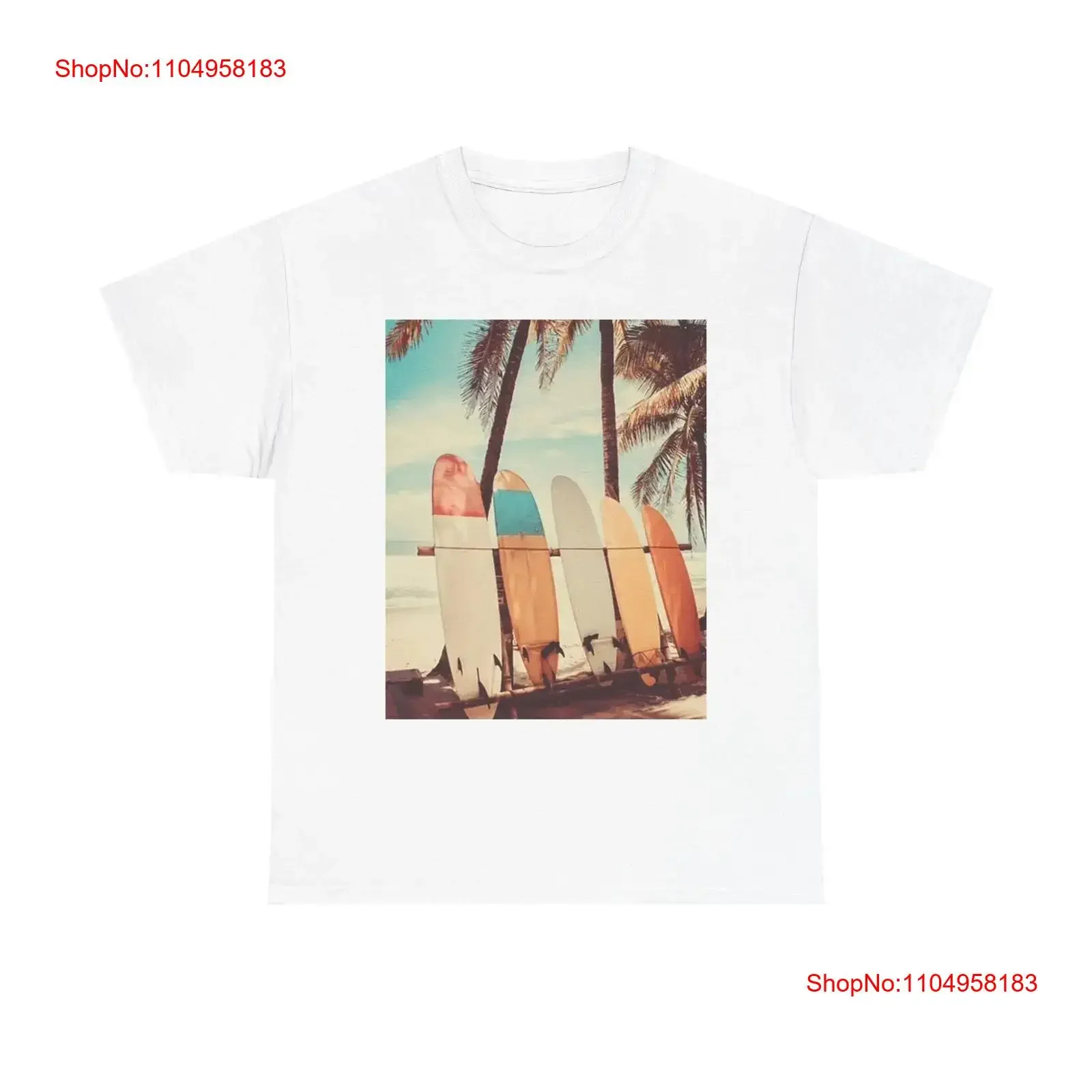

Surfboards On The Beach T Shirt Retro Heavy Cotton vintage Washed Top For Everyday Wear graphic Soft Stretched Stylish homme