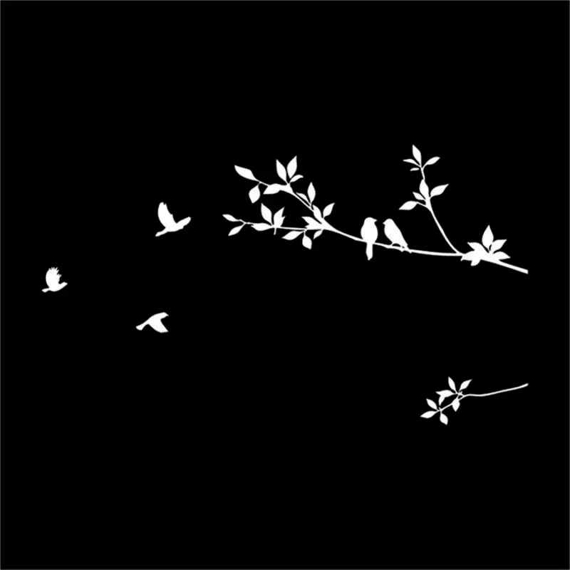 Bird Tree Branch Fashion Car Styling Vinyl Stickers Decals Black/Silver Car Decor 14.3cm*8.3cm