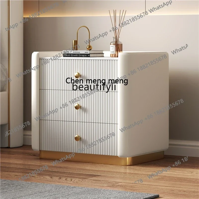 xzbedside table, three-drawer simple chest cabinet, rock slab countertop, bedroom paint bedside, three-bucket cabinet