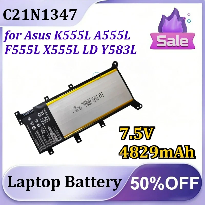 [NEW] C21N1347 7.5V 4829mAh for Asus K555L A555L F555L X555L LD Y583L Laptop Lithium‑ion Battery